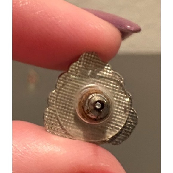 Vintage Cloisonné Peacock Bird Stud Earrings, 1/2 Inch, Used - Picture 3 of 6